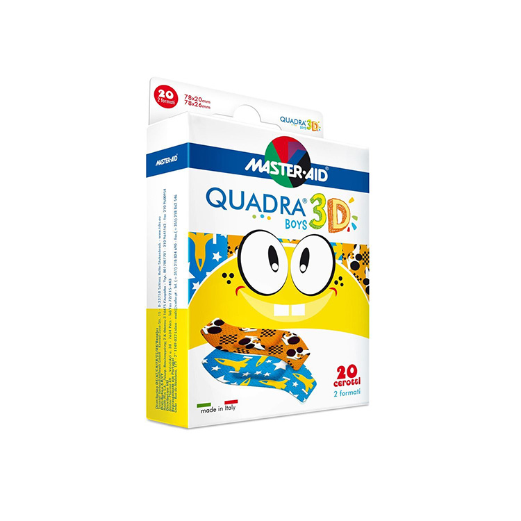 Master-Aid Quadra 3D Boys Cerotto 2 Formati 20 Pezzi - Dolomiti e Natura