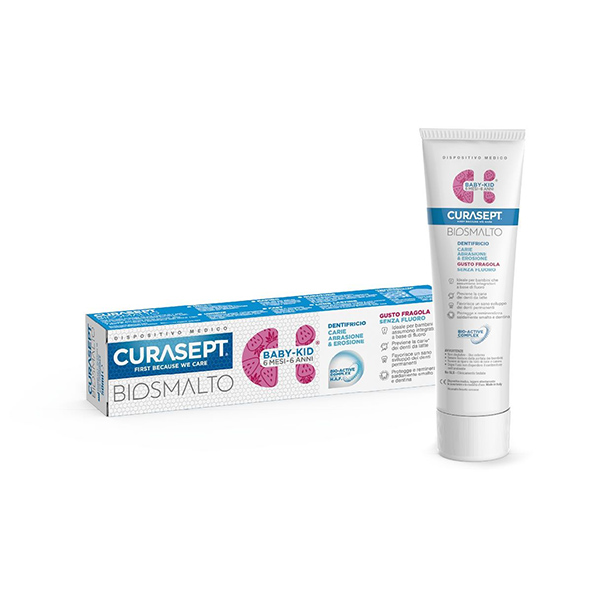 Curasept Biosmalto Baby Kid Senza Fluoro Gusto Fragola 50 ml - Dolomiti e Natura