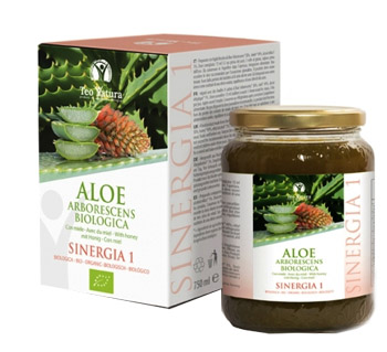 ALOE SINERGIA 1 INTEGRATORE ALIMENTARE DISINTOSSICANTE BARATTOLO DI VETRO 750 ML - Dolomiti e Natura