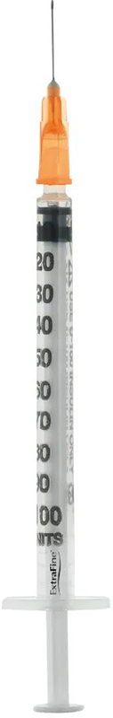 SIRINGA PER INSULINA EXTRAFINE 1ML 100 UI AGO REMOVIBILE 25 GAUGE 0,5X16 MM 1 PEZZO - Dolomiti e Natura