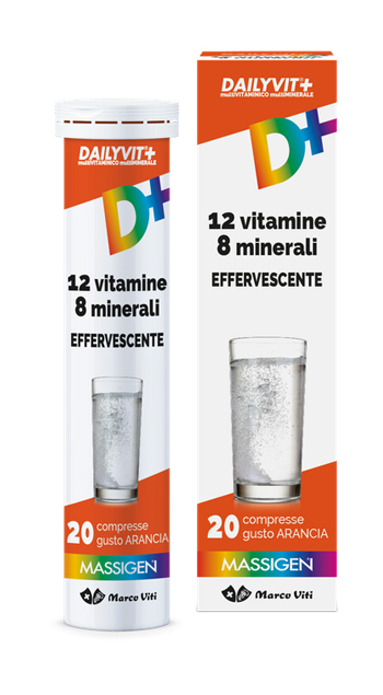 MASSIGEN DAILYVIT 12 VITAMINE 8 MINERALI EFFERVESCENTE 20 COMPRESSE - Dolomiti e Natura