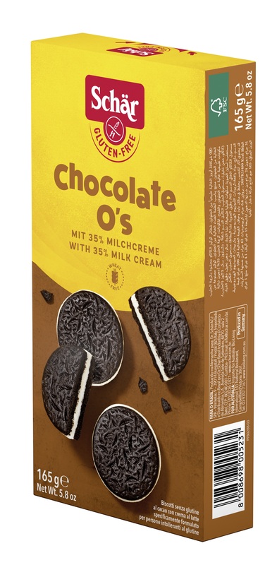 SCHAR CHOCOLATE O'S BISCOTTI AL CACAO CON CREMA AL LATTE 165 G - Dolomiti e Natura