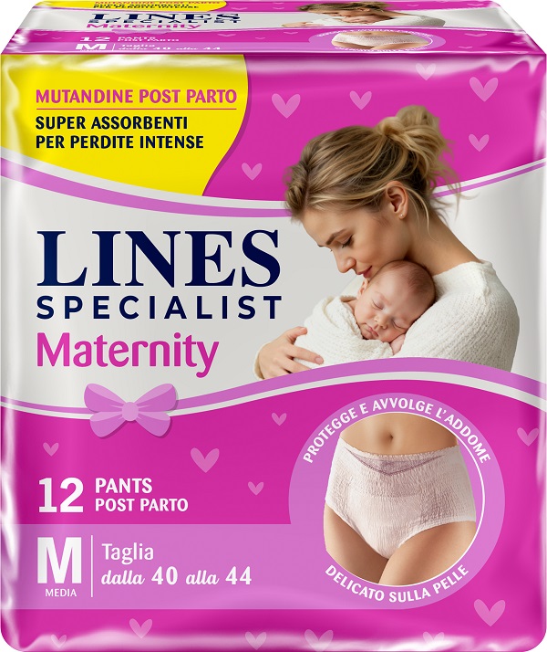 LINES SPECIALIST MATERNITY MUTANDINA ASSORBENTE PER PERDITE POST PARTO MISURA MEDIUM 12 PEZZI - Dolomiti e Natura