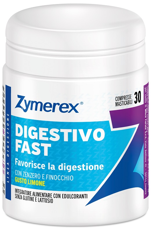 ZYMEREX DIGESTIVO FAST 30 COMPRESSE MASTICABILI GUSTO LIMONE CON EDULCORANTI SENZA GLUTINE E LATTOSIO - Dolomiti e Natura