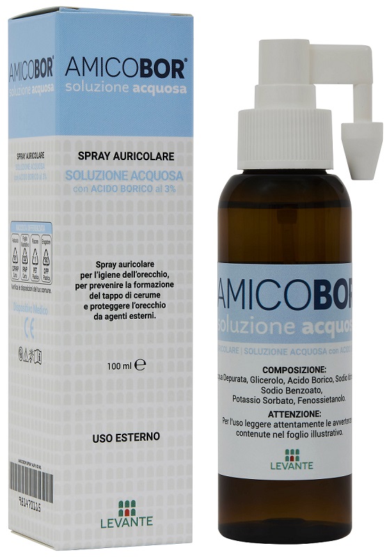 SOLUZIONE ACQUOSA PER IRRIGAZIONE DELL'ORECCHIO AMICOBOR 100 ML - Dolomiti e Natura