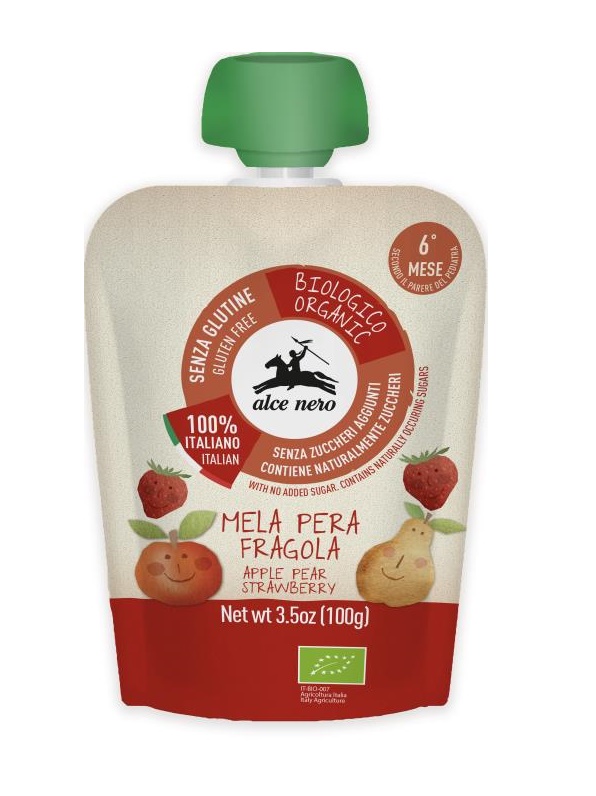 BABY FOOD BIO PUREA DI MELA PERA E FRAGOLA 100 G - Dolomiti e Natura
