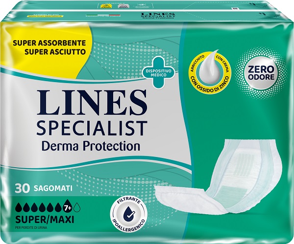PANNOLONE PER INCONTINENZA LINES SPECIALIST DERMA SAGOMATO SUPER+ 30 PEZZI - Dolomiti e Natura
