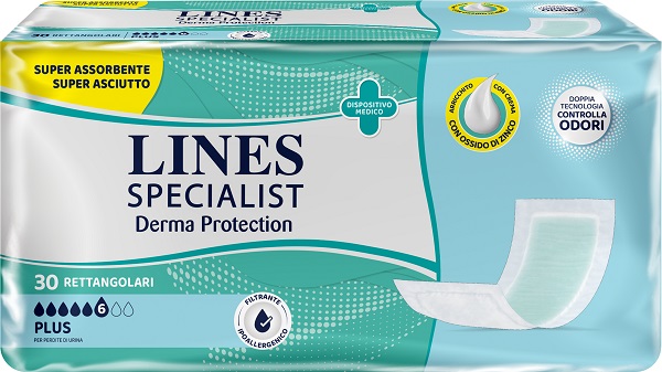 PANNOLONE PER INCONTINENZA LINES SPECIALIST DERMA RETTANGOLARE 30 PEZZI - Dolomiti e Natura