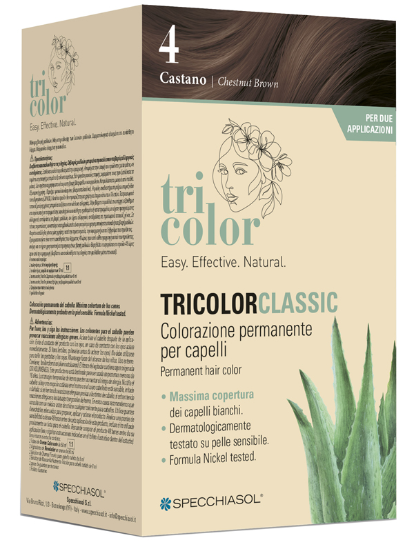 TRICOLOR CLASSIC 4 CASTANO 2 TUBI 50 ML + 2 SHAKER 50 ML + 4 BUSTINE 8 ML - Dolomiti e Natura