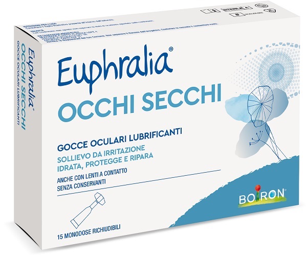 GOCCE OCULARI LUBRIFICANTI EUPHRALIA OCCHI SECCHI 15 MONODOSE RICHIUDIBILI X 0,5 ML - Dolomiti e Natura