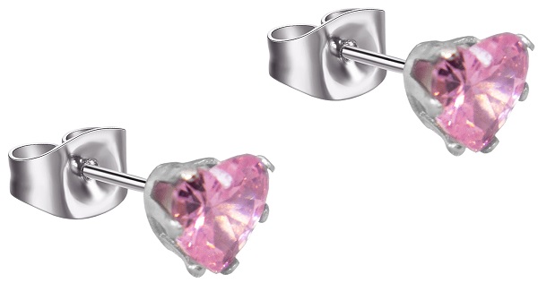 CAPRICE DE LAURE ORECCHINI CUORE ZIRCONIA ROSA 6MM - Dolomiti e Natura