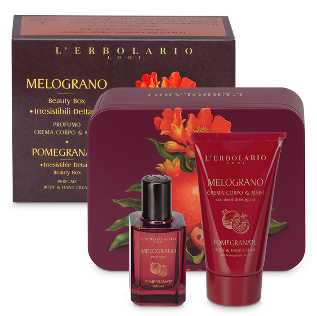 MELOGRANO BEAUTY BOX IRRESISTIBILI DETTAGLI PROFUMO 30 ML + CREMA CORPO & MANI 75 ML EDIZIONE LIMITATA - Dolomiti e Natura