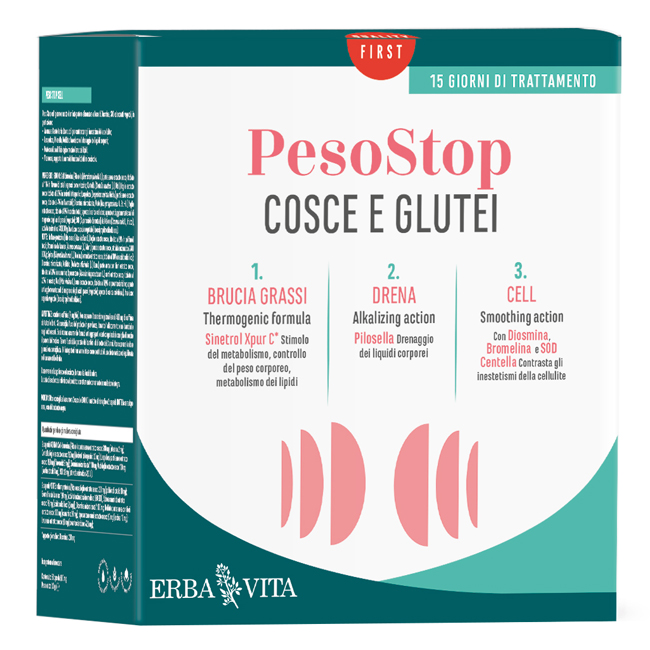 KIT COSCE GLUTEI 1 PESO STOP BRUCIA GRASSI 60 COMPRESSE + 1 PESO STOP DRENA 15 STICK DA 15 ML + 1 PESO STOP CELL 60 CAPSULE - Dolomiti e Natura