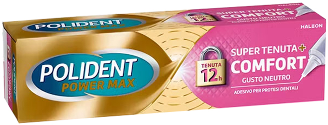 CREMA ADESIVA PROTESI DENTALI POLIDENT POWER MAX SUPER TENUTA+COMFORT 70 G - Dolomiti e Natura