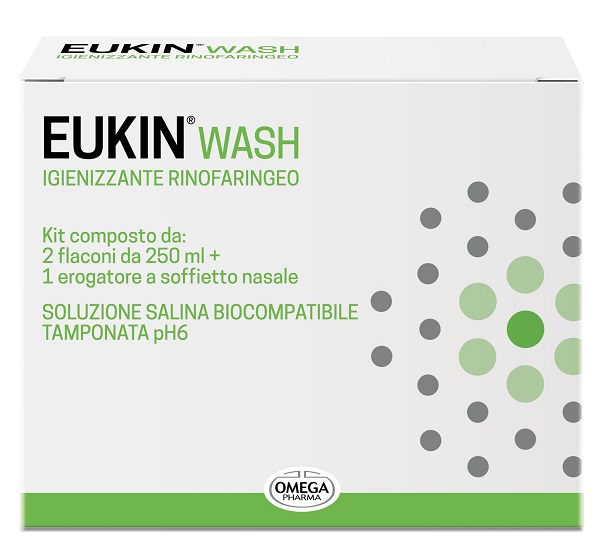 EUKIN WASH IGIENIZZANTE RINOFARINGEO KIT 2 FLACONI DA 250 ML + EROGATORE A SOFFIETTO NASALE - Dolomiti e Natura