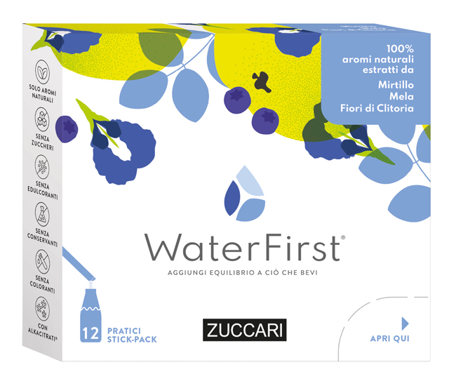 WATER FIRST MIRTILLO-MELA-FIORI CLITORIA 12 STICK PACK - Dolomiti e Natura