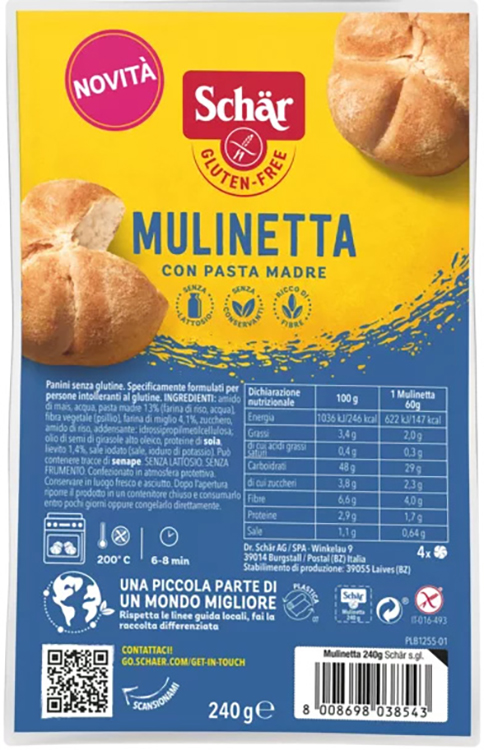 SCHAR MULINETTA 4 PEZZI DA 60 G - Dolomiti e Natura