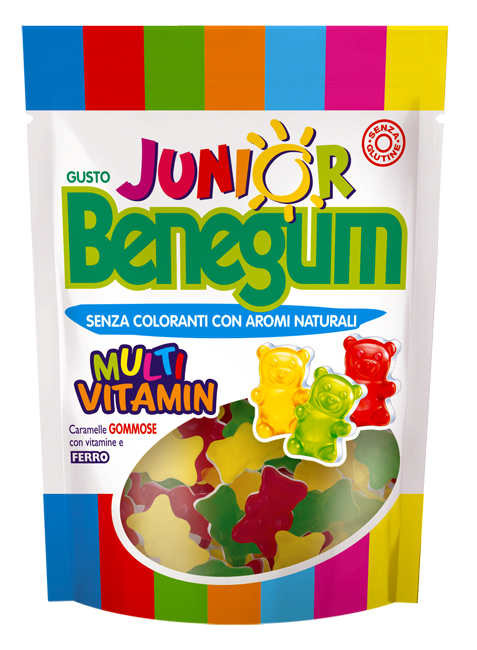 BENEGUM JUNIOR MULTIVITAMIN CARAMELLE GOMMOSE CON VITAMINE E FERRO 90 G - Dolomiti e Natura