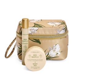 IRIS BIANCO MINI BEAUTY CASE PETALO 1 PROFUMO 15 ML + 1 CREMA PROFUMATA CORPO 75 ML - Dolomiti e Natura